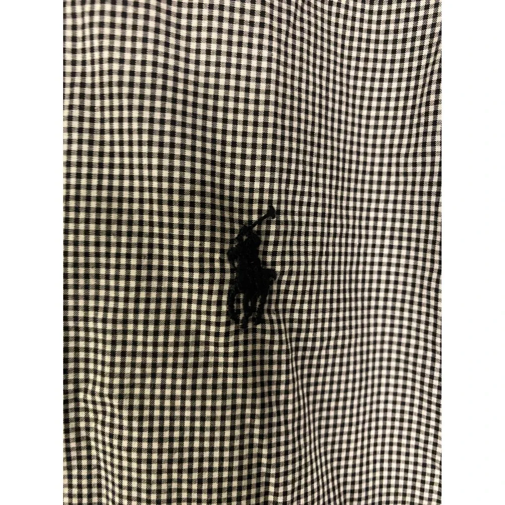 Polo Ralph Lauren Mens Button Down Shirt Black White Long Sleeve L Office Preppy